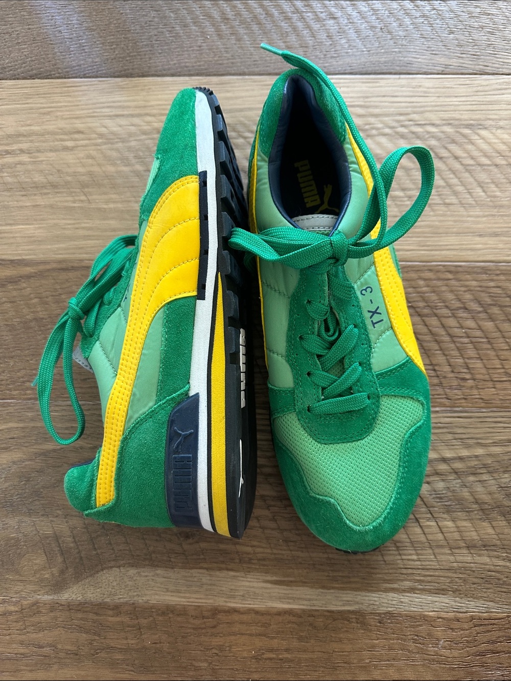 Unisex Puma TX-3 Green and Yellow Sneakers!